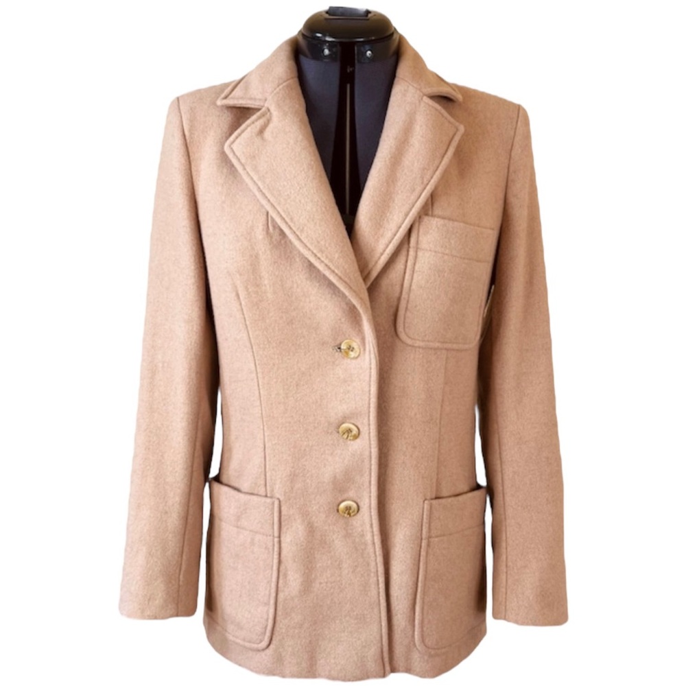 Camel Hair Vintage 1960s Wool Blazer Jacket Pea Coat S small women’s 4 6 tan 60s